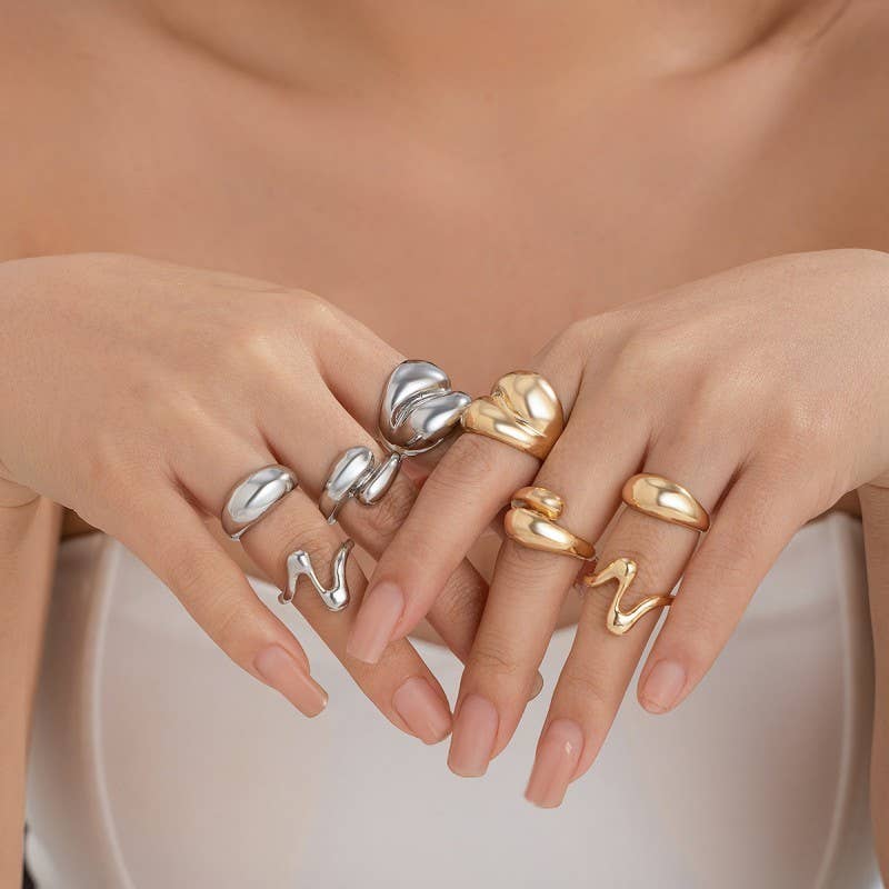 VINTAGE BOHO ABSTRACT SET OF 4 RINGS | PB409