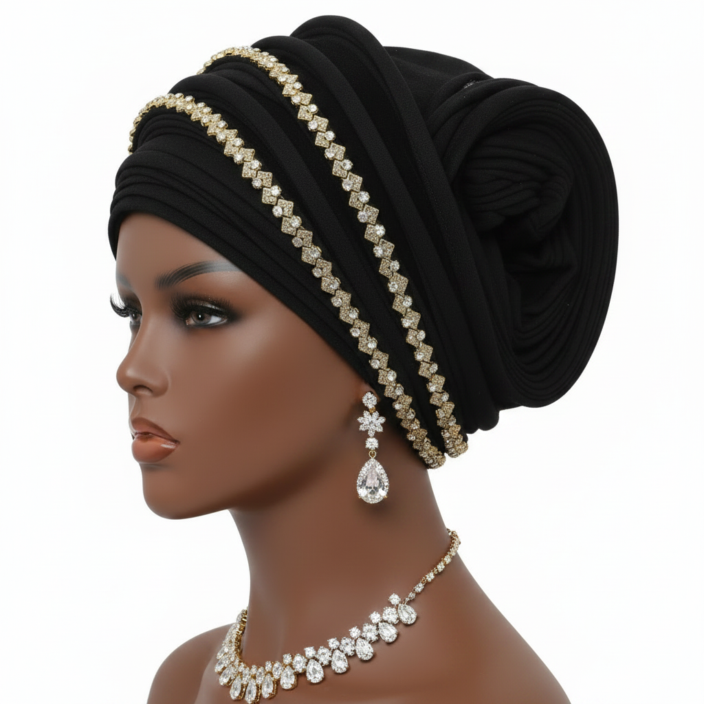 Rhinestone Pre-Made Headscarf